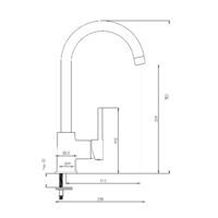 Sink mixer with U spout Nemezja Technical drawing