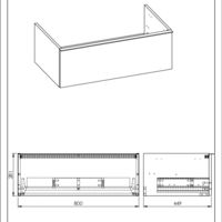 KOMODA LOOK 80 1S STONE MATT Rysunki techniczne