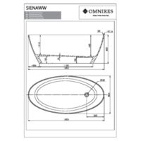 SIENA SIENAWWBSP - Freestanding bath marble+, 161 x 81 cm, white/szary połysk Technical drawings