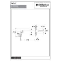 Y WDYBL - Wall-mounted bath spout, black Technische Zeichnungen