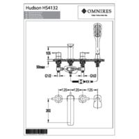 HUDSON HS4132CR - 4-hole bath mixer, chrome Dessins techniques