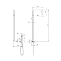 SILIA Shower column, with shower mixer Technical drawings