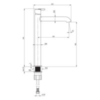 SILIA Washbasin tap, tall Technical drawings