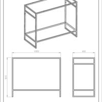 FRAME INDUS BLACK MATT FOR BASIN UNIT 100 1DR Technical drawings