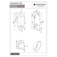 BARCELONA BARCELONA156BP - Freestanding bath marble+, 156 x 71 cm, glossy white Technical drawings