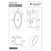 ROMA ROMA159BM - Freestanding bath marble+, 159 x 72 cm, white Technical drawings