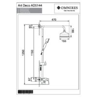 ART DECO AD5144ORB - Shower system for exposed installation, oil-rubbed bronze Technical drawings