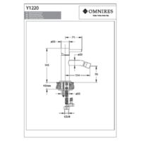 Y Y1220BLGL, Bateria bidetowa, czarny / złoty Rysunki techniczne