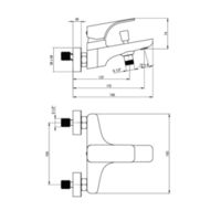 Bath mixer wall mounted without shower set Technical drawings
