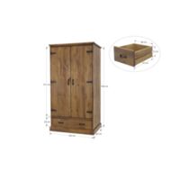 Two-door Pine Wardrobe Rustyk 2D Technical drawings