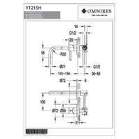 Y Y1215HBL - Bateria umywalkowa podtynkowa, czarny Rysunki techniczne
