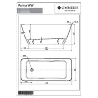PARMA PARMAWWBCP - Freestanding bath marble+, 159 x 71 cm, white/glossy black Technical drawings