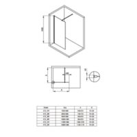 Ścianka prysznicowa / walk-in systemu Kerria Plus 100 cm Rysunki techniczne