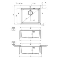 Zlewozmywak stalowy OLFATO Rysunki techniczne