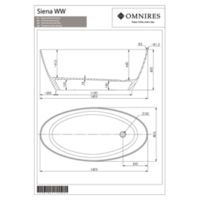 SIENA SIENAWWBP - Freestanding bath marble+, 161 x 81 cm, glossy white Technical drawings