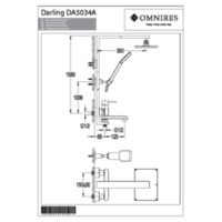 DARLING DA5034ACR - Bath system for exposed installation, chrome Technical drawings