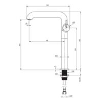 SILIA Washbasin tap, tall, with rectangular spout Technical drawings
