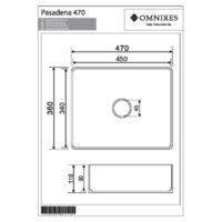 PASADENA PASADENA470BP - Pasadena countertop basin, 47 x 36 cm, glossy white Technical drawings
