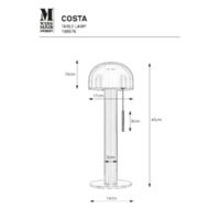 COSTA Table 2L Black/Brushed brass Rysunki techniczne