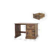 Pine wood desk Rustyk 1 Technical drawings