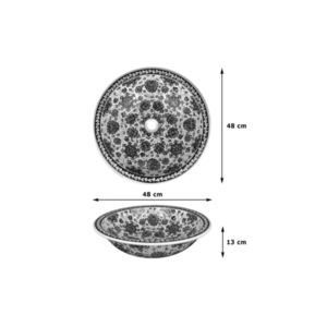 Irmak II - hand-painted countertop washbasin Iznik wymiary