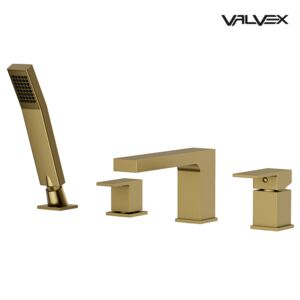 ARS Brushed Gold 4-hole bath mixer with accesories