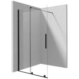 PRIZMA - Shower wall, walk-in, 90 cm - sliding - nero