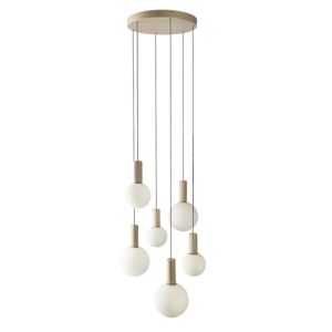 Pendant lamp Testa beige white globe shades 6x10W G9 adjustable