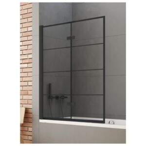 New Soleo Black two-piece bathtub screen. With grid pattern