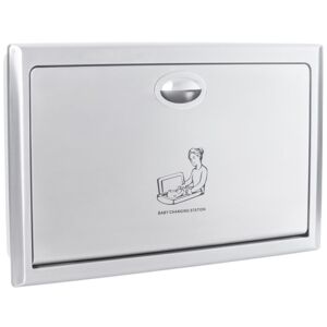 Horizontal fold-down baby changing station (recessed) matte stainless