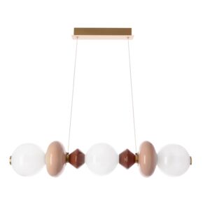 FLORES pendant lamp brass brown orange 20W LED 3000K white shade