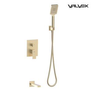 ARS Brushed Gold 2-function shower set with a bath spout
