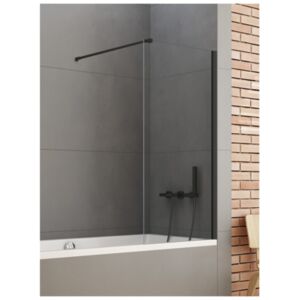 New Soleo Black bathtub screen, one-piece, perpendicular bracket, fixe