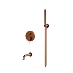 CANNOLI Satin Copper  Zestaw podtynkowy 2-funkcyjny z wylewką wannową