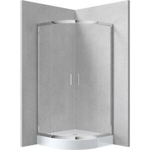 FUNKIA - Shower cabin, half round, 90x90 cm - chrome