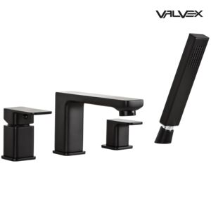 Loft Black Four hole bath mixer with accessories