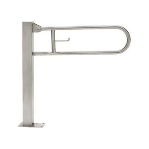 Floor-mounted foldable grab bar for disabled with toilet paper holder