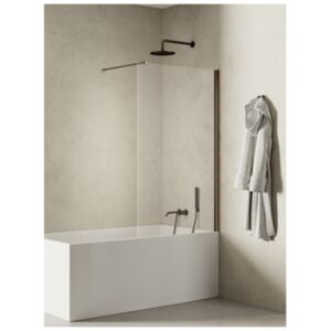 New Soleo Gunmetal Brushed bathtub screen, one-piece fixed, perpendic