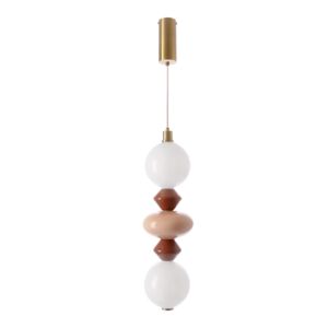 FLORES pendant lamp brass brown orange 15W LED 3000K white shade