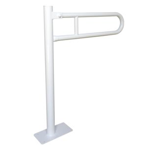 Folding floor-mounted grab bar for disabled Ø 32 60 x 70 cm white stee