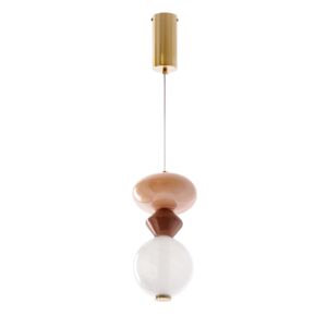 Lampa wisząca Flores ceramiczna pomarańczowy i brązowy klosz 10W LED 3