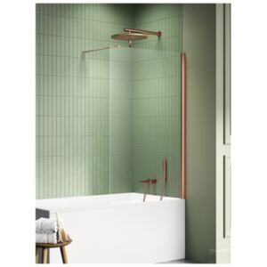 New Soleo Coper Brushed bathtub screen, one-piece fixed, perpendicular