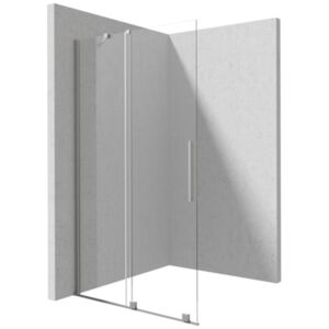 PRIZMA - Shower wall, walk-in, 80 cm - sliding - brushed steel