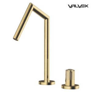 AVOLA Brushed Gold 2-hole washbasin mixer