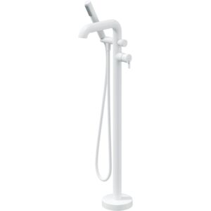 SILIA Bath mixer, freestanding, with shower set, bianco