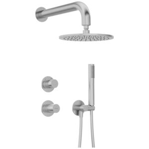 SILIA HEXA - Concealed shower set, with a shower head - brushed steel