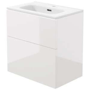 PRIZMA - Waschbeckenschrank, mit Waschbecken - 60 cm - weiß glänzend