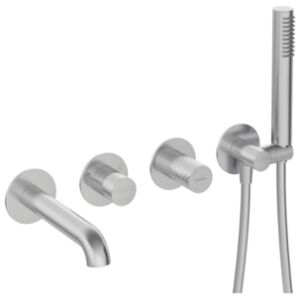 SILIA HEXA - Bath mixer, 4-hole, concealed - brushed steel
