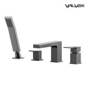 ARS Gun Metal 4-hole bath mixer with accesories
