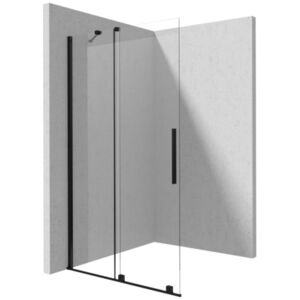 PRIZMA - Shower wall, walk-in, 140 cm - sliding - nero